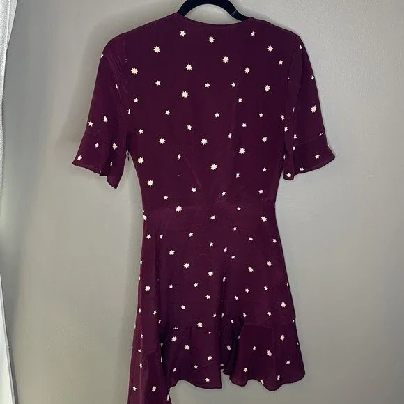 Madewell burgundy Silk Star Print Mini Dress size 0 - Picture 4 of 16